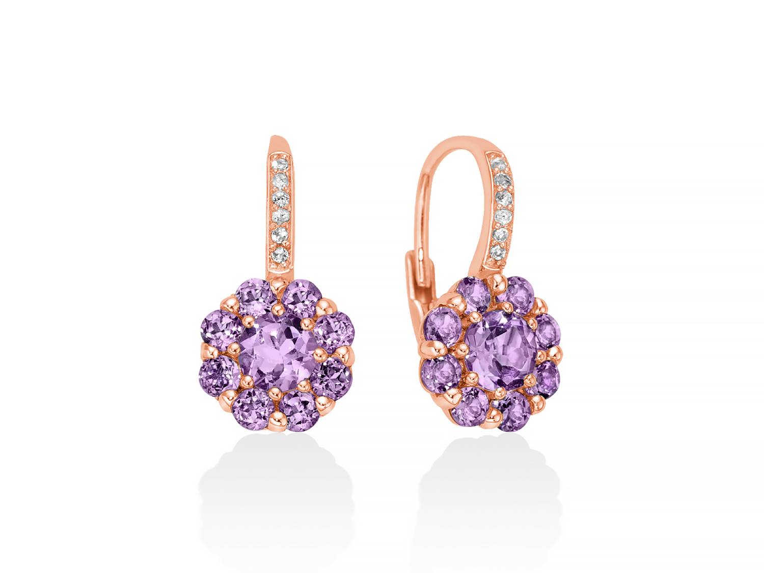 Orecchini Donna Miluna Gemma Del Cielo Argento Rosè 925 Ametista ERD2926